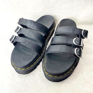 Doc Martens BLAIRE SLIDE Black Leather Sandals Women’s US Sz: 7 Sole Hydro Upper